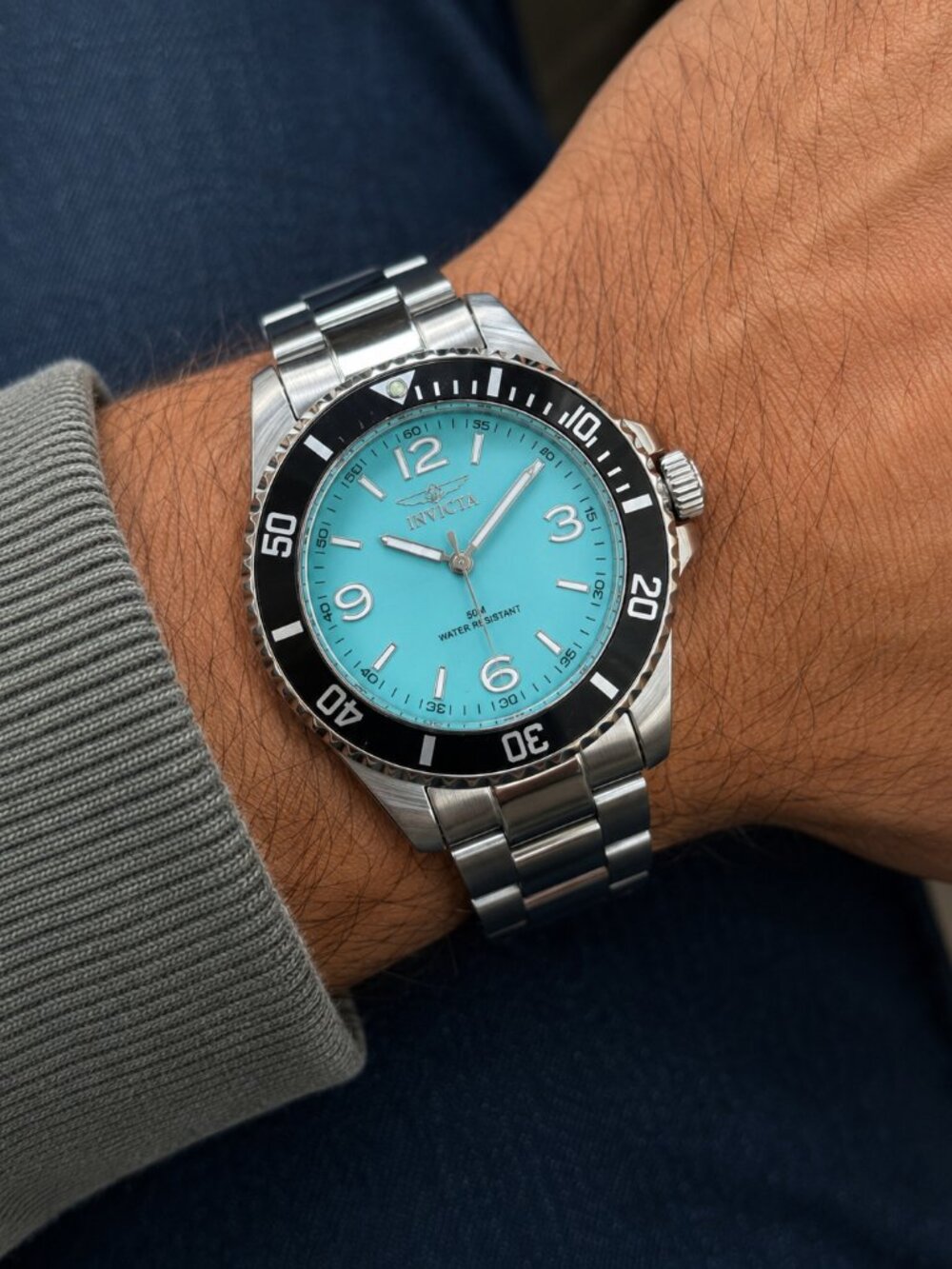 Invicta Specialty Rowan Men’s 40mm Aqua Blue Dial Steel Watch 69483 NIB